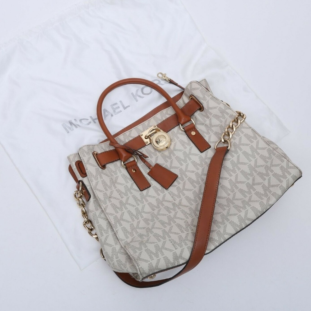 Michael Kors Tote Handbag White East West Hamilton